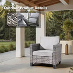 Ensemble de mobilier de terrasse extérieur HOMLUX, 5 pièces : canapé 3 places, 2 fauteuils et 2 poufs