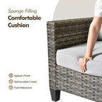 Ensemble de mobilier de terrasse extérieur HOMLUX, 5 pièces : canapé 3 places, 2 fauteuils et 2 poufs