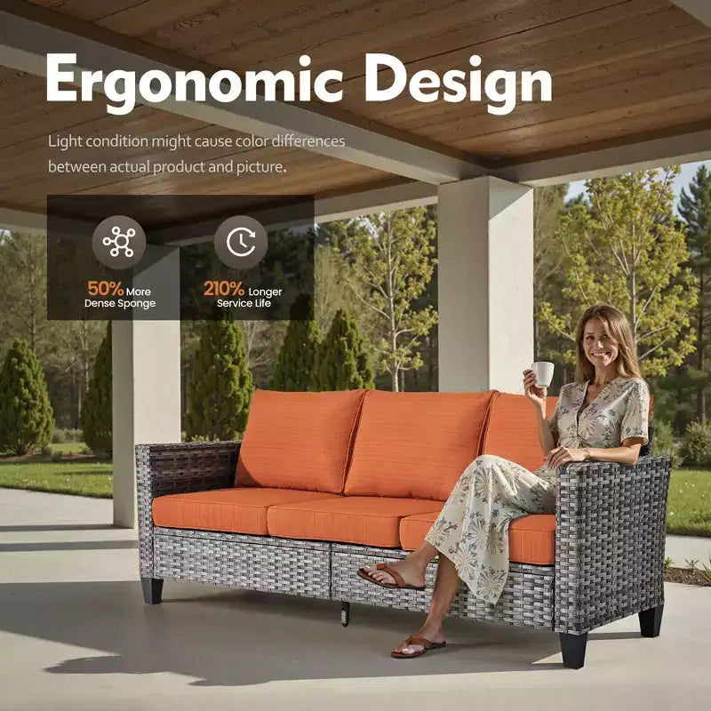 Ensemble de mobilier de terrasse extérieur HOMLUX, 5 pièces : canapé 3 places, 2 fauteuils et 2 poufs