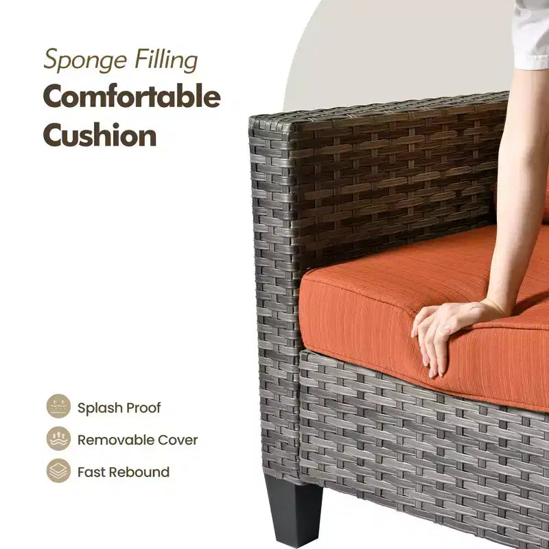 Ensemble de mobilier de terrasse extérieur HOMLUX, 5 pièces : canapé 3 places, 2 fauteuils et 2 poufs