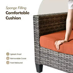 Ensemble de mobilier de terrasse extérieur HOMLUX, 5 pièces : canapé 3 places, 2 fauteuils et 2 poufs