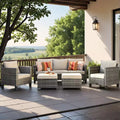 HOMLUX 5-Piece Outdoor Patio Furniture Set: 3-Seater + 2 Chairs + 2 Ottomans