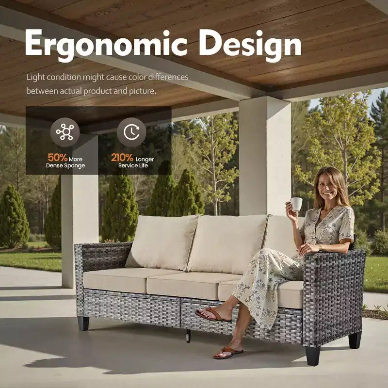 HOMLUX 4 részes kültéri kanapégarnitúra 3 személyes kanapéval, 2 egyszemélyes székkel és LED-es dohányzóasztallal, szürke PE-rattan