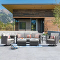 HOMLUX 6-Piece Patio Conversation Set w/ 3-Seater Sofa & Ottomans, Swivel Chairs Set