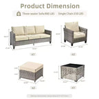 HOMLUX 6 részes kültéri kanapészett puffokkal és rattan dohányzóasztallal, ergonomikus szürke kivitelben