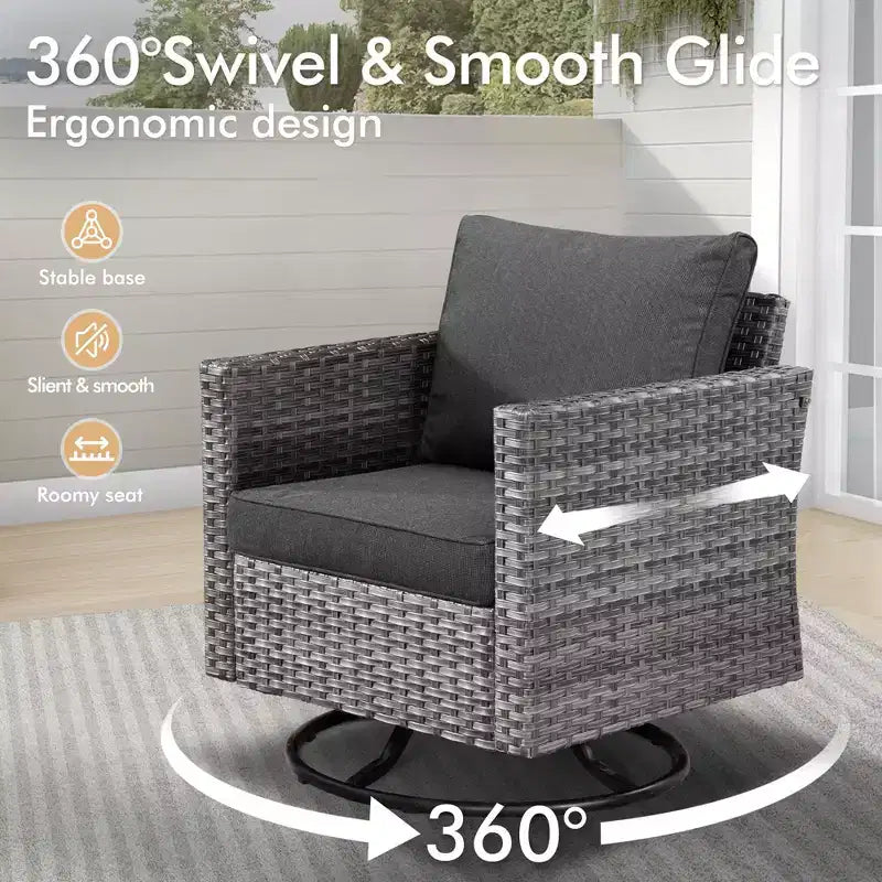 Set completo di sedute da patio HOMLUX da 10 pezzi con tavolo per braciere da 54 e set di sedie girevoli