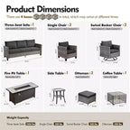 Set completo di sedute da patio HOMLUX da 10 pezzi con tavolo per braciere da 54 e set di sedie girevoli