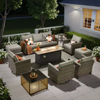 Set completo di sedute da patio HOMLUX da 10 pezzi con tavolo per braciere da 54 e set di sedie girevoli