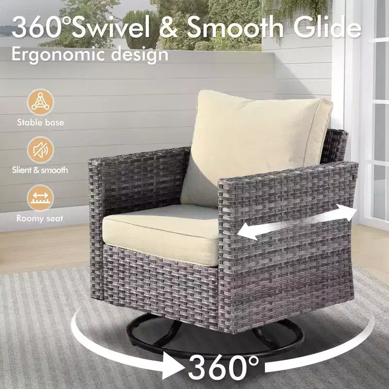 Set completo di sedute da patio HOMLUX da 10 pezzi con tavolo per braciere da 54 e set di sedie girevoli