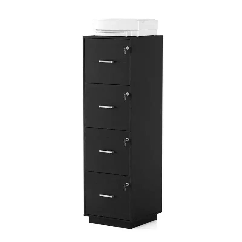 4 Drawer Embossed Wooden Filing Cabinet