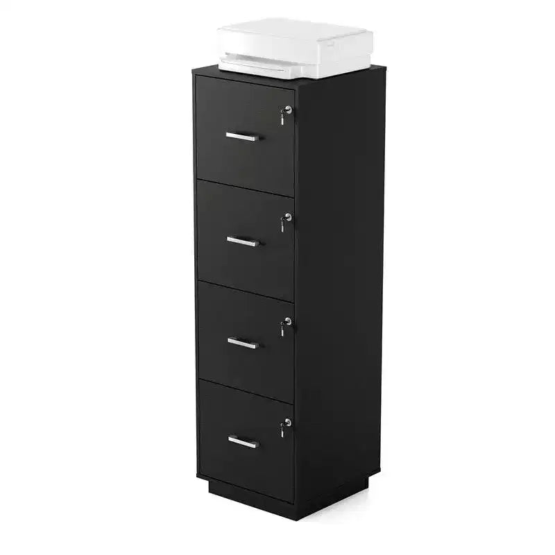 4 Drawer Embossed Wooden Filing Cabinet