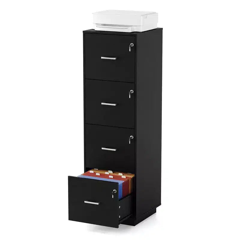 4 Drawer Embossed Wooden Filing Cabinet