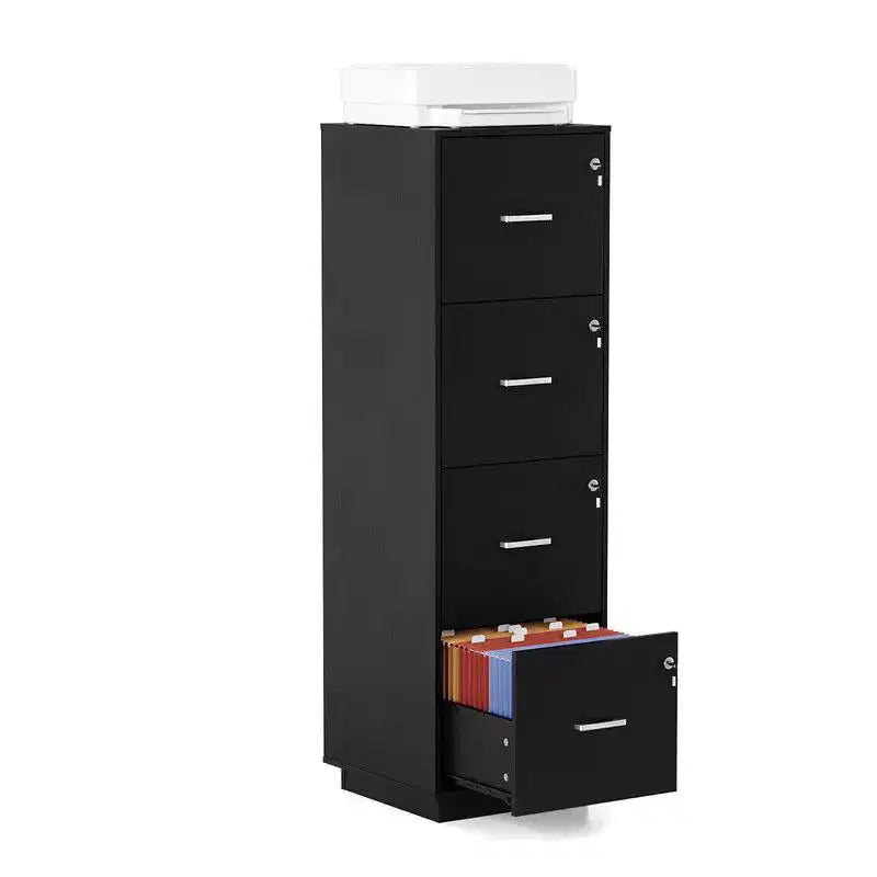 4 Drawer Embossed Wooden Filing Cabinet