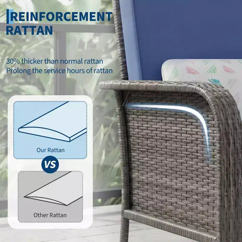 2-Piece Outdoor Rattan Patio Chair Set, Thick Cushions, All-Weather Gradient Wicker - Versatile Outdoor Seating for Porch, Deck, Garden, Backyard
