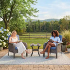 2-Piece Outdoor Rattan Patio Chair Set, Thick Cushions, All-Weather Gradient Wicker - Versatile Outdoor Seating for Porch, Deck, Garden, Backyard