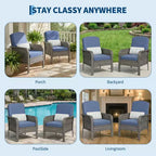 2-Piece Outdoor Rattan Patio Chair Set, Thick Cushions, All-Weather Gradient Wicker - Versatile Outdoor Seating for Porch, Deck, Garden, Backyard