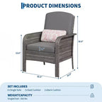 2-Piece Outdoor Rattan Patio Chair Set, Thick Cushions, All-Weather Gradient Wicker - Versatile Outdoor Seating for Porch, Deck, Garden, Backyard