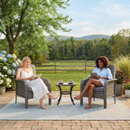 2-Piece Outdoor Rattan Patio Chair Set, Thick Cushions, All-Weather Gradient Wicker - Versatile Outdoor Seating for Porch, Deck, Garden, Backyard