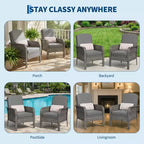 2-Piece Outdoor Rattan Patio Chair Set, Thick Cushions, All-Weather Gradient Wicker - Versatile Outdoor Seating for Porch, Deck, Garden, Backyard