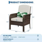 2-Piece Outdoor Rattan Patio Chair Set, Thick Cushions, All-Weather Gradient Wicker - Versatile Outdoor Seating for Porch, Deck, Garden, Backyard