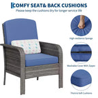 2-Piece Outdoor Rattan Patio Chair Set, Thick Cushions, All-Weather Gradient Wicker - Versatile Outdoor Seating for Porch, Deck, Garden, Backyard
