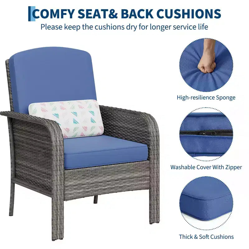 2-Piece Outdoor Rattan Patio Chair Set, Thick Cushions, All-Weather Gradient Wicker - Versatile Outdoor Seating for Porch, Deck, Garden, Backyard