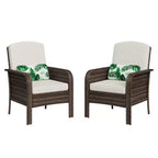 2-Piece Outdoor Rattan Patio Chair Set, Thick Cushions, All-Weather Gradient Wicker - Versatile Outdoor Seating for Porch, Deck, Garden, Backyard