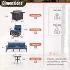 Ensemble de mobilier de terrasse en aluminium ALAULM, ensemble moderne de conversation extérieur en métal pour 5 personnes avec table brasero au propane de 45 pouces, fauteuils à bascule pivotants