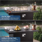 Ensemble de mobilier de terrasse en aluminium ALAULM, ensemble moderne de conversation extérieur en métal pour 5 personnes avec table brasero au propane de 45 pouces, fauteuils à bascule pivotants