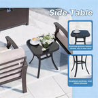 Ensemble de mobilier de terrasse en aluminium ALAULM, ensemble moderne de conversation extérieur en métal pour 5 personnes avec table brasero au propane de 45 pouces, fauteuils à bascule pivotants
