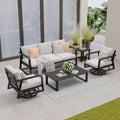 GDFStudio Baldwin Modern 5-Piece Aluminium Patio Sofa Set with 2 Coffee Table and 2 Swivel Chairs