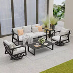 GDFStudio Baldwin Modern 5-Piece Aluminium Patio Sofa Set with 2 Coffee Table and 2 Swivel Chairs