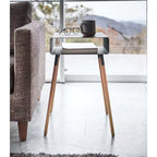 Side Table with Storage Shelf - 23 Inch Height - Steel Frame