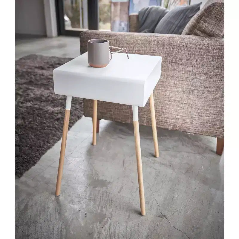 Side Table with Storage Shelf - 23 Inch Height - Steel Frame