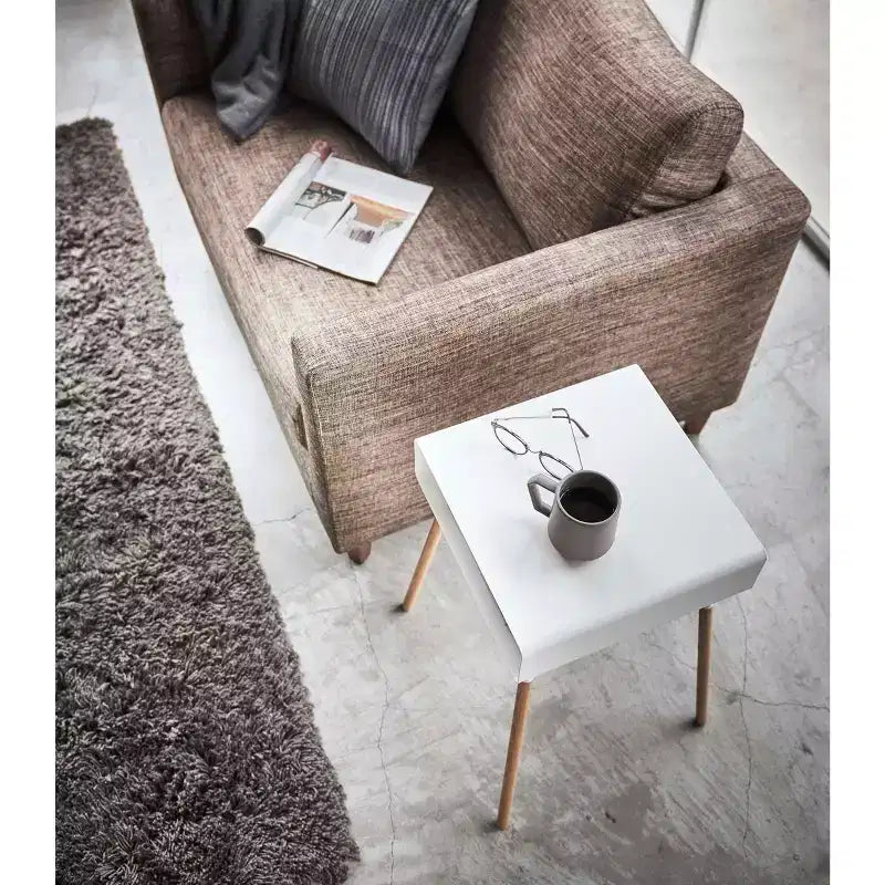 Side Table with Storage Shelf - 23 Inch Height - Steel Frame
