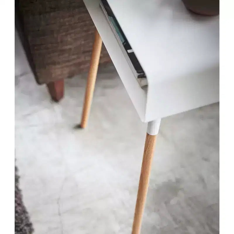 Side Table with Storage Shelf - 23 Inch Height - Steel Frame