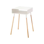 Side Table with Storage Shelf - 23 Inch Height - Steel Frame