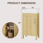 16 Inch Freestanding Bathroom Vanity with Integrated Sink and Storage Cabinet