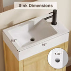 16 Inch Freestanding Bathroom Vanity with Integrated Sink and Storage Cabinet