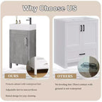 16 Inch Freestanding Bathroom Vanity with Integrated Sink and Storage Cabinet