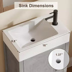 16 Inch Freestanding Bathroom Vanity with Integrated Sink and Storage Cabinet