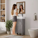 16 Inch Freestanding Bathroom Vanity with Integrated Sink and Storage Cabinet