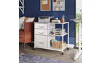 3 Drawer Mobile File Cabinet with Open Storage Shelf and Fabric Drawers, Fits A4 or Letter Size, White