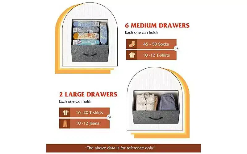 8 Drawer Fabric Dresser with Wood Top for Bedroom, Living Room or Entryway