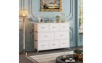 8 Drawer Fabric Dresser with Wood Top for Bedroom, Living Room or Entryway