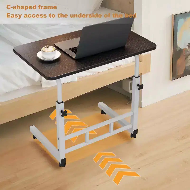Mobile Computer Desk with Adjustable Height and Wheels