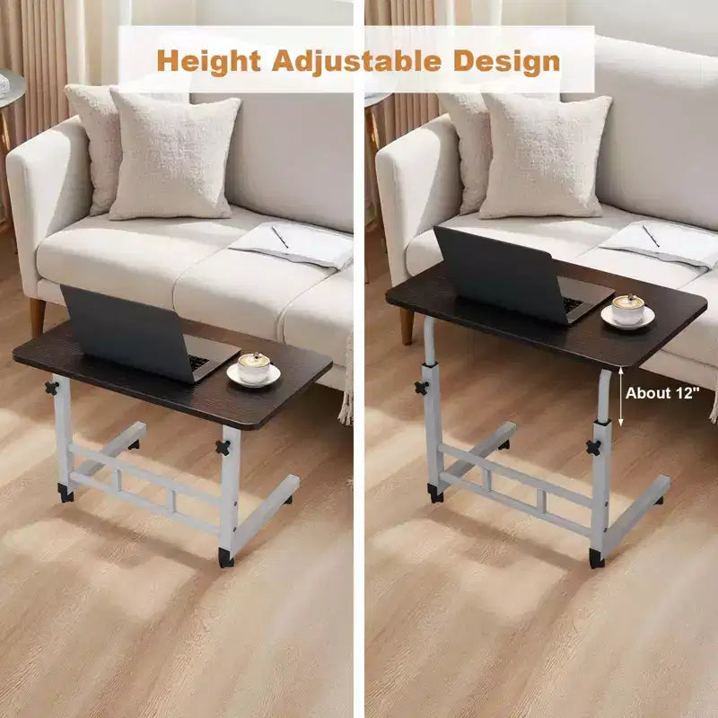 Mobile Computer Desk with Adjustable Height and Wheels