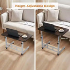 Mobile Computer Desk with Adjustable Height and Wheels
