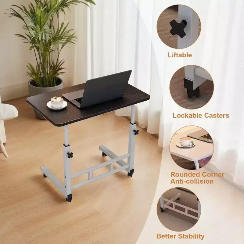 Mobile Computer Desk with Adjustable Height and Wheels