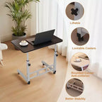 Mobile Computer Desk with Adjustable Height and Wheels